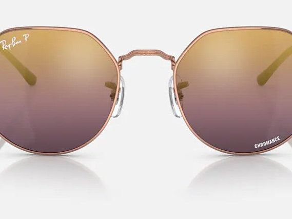 Ray-Ban Jack round hex sunglasses in gold and brown